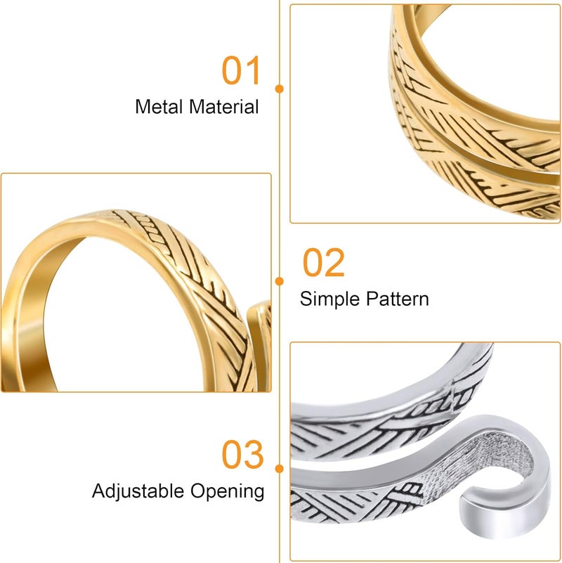 ANCIRS 2 Pack Knitting Crochet Loop Ring for Fingers, Adjustable Crochet Tension Ring, Metal Open Yarn Guide Finger Holders, Knitting Thimbles for Crochet- Gold & Silver - Image 3